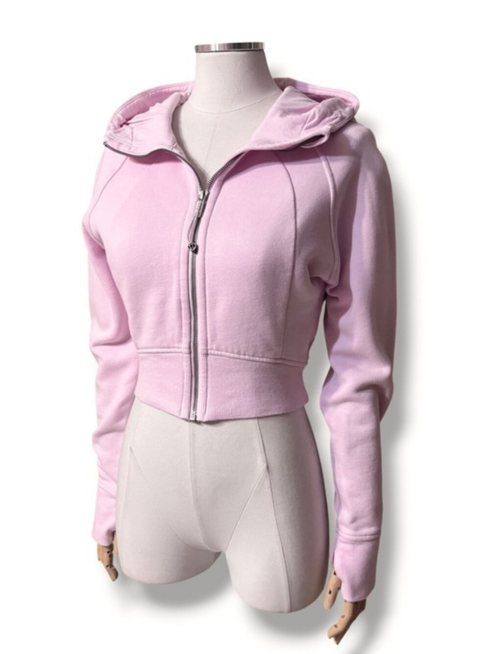 LULULEMON Meadowsweet Pink Cropped Scuba Full Zip Hoodie Size 4